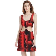 Red Light Velvet Cutout Dress by MRNStudios