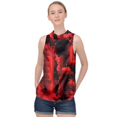 Red Light High Neck Satin Top by MRNStudios