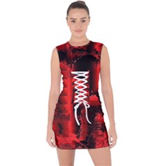 Red Light Lace Up Front Bodycon Dress by MRNStudios
