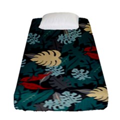 Tropical Autumn Leaves Fitted Sheet (single Size) by tmsartbazaar