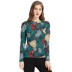 Tropical Autumn Leaves Women s Long Sleeve Rash Guard by tmsartbazaar