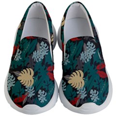 Tropical Autumn Leaves Kids Lightweight Slip Ons by tmsartbazaar