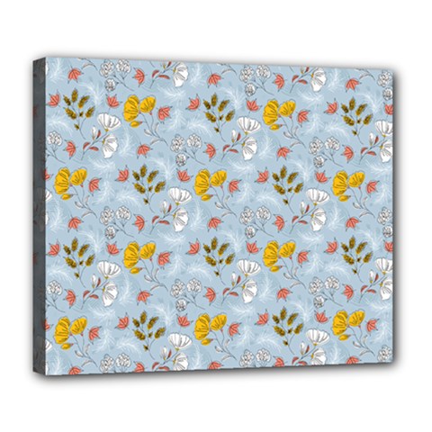 Blue Florals Deluxe Canvas 24  X 20  (stretched) by designsbymallika