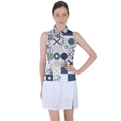 Mosaic Print Women s Sleeveless Polo Tee by designsbymallika