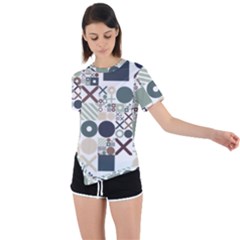 Mosaic Print Asymmetrical Short Sleeve Sports Tee by designsbymallika