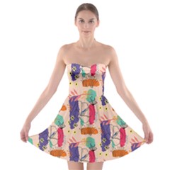 Minimal Floral Art Strapless Bra Top Dress by designsbymallika