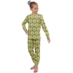 Green Pastel Pattern Kids  Long Sleeve Set  by designsbymallika