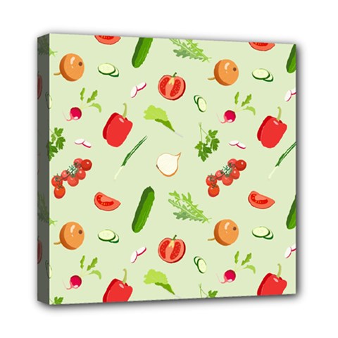 Seamless Pattern With Vegetables  Delicious Vegetables Mini Canvas 8  X 8  (stretched) by SychEva