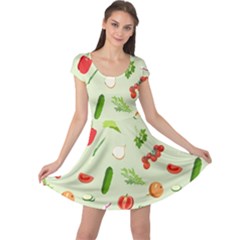Seamless Pattern With Vegetables  Delicious Vegetables Cap Sleeve Dress by SychEva
