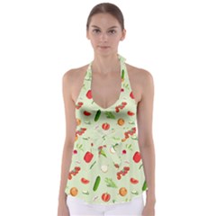 Seamless Pattern With Vegetables  Delicious Vegetables Babydoll Tankini Top by SychEva