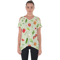 Seamless Pattern With Vegetables  Delicious Vegetables Cut Out Side Drop Tee by SychEva