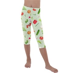 Seamless Pattern With Vegetables  Delicious Vegetables Kids  Lightweight Velour Capri Leggings  by SychEva