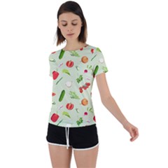 Seamless Pattern With Vegetables  Delicious Vegetables Back Circle Cutout Sports Tee by SychEva