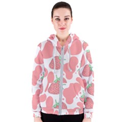 Strawberry Cow Pet Women s Zipper Hoodie by Magicworlddreamarts1