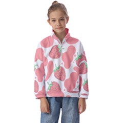 Strawberry Cow Pet Kids  Half Zip Hoodie by Magicworlddreamarts1