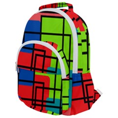 Colorful Rectangle Boxes Rounded Multi Pocket Backpack by Magicworlddreamarts1