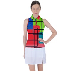 Colorful Rectangle Boxes Women s Sleeveless Polo Tee by Magicworlddreamarts1