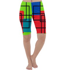 Colorful Rectangle Boxes Cropped Leggings  by Magicworlddreamarts1