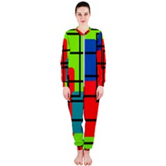 Colorful Rectangle Boxes Onepiece Jumpsuit (ladies)  by Magicworlddreamarts1