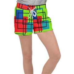 Colorful Rectangle Boxes Velour Lounge Shorts