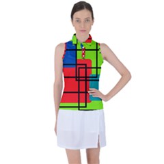 Colorful Rectangle Boxes Women s Sleeveless Polo Tee by Magicworlddreamarts1