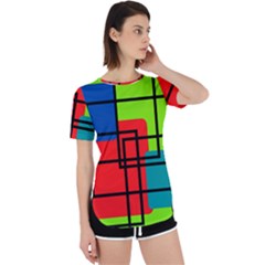 Colorful Rectangle Boxes Perpetual Short Sleeve T-shirt