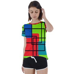 Colorful Rectangle Boxes Short Sleeve Foldover Tee by Magicworlddreamarts1