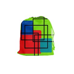 Colorful Rectangle Boxes Drawstring Pouch (medium)