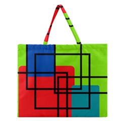 Colorful Rectangle Boxes Zipper Large Tote Bag by Magicworlddreamarts1