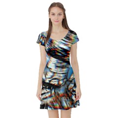 Rainbow Vortex Short Sleeve Skater Dress