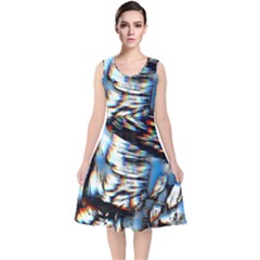 Rainbow Vortex V-Neck Midi Sleeveless Dress 