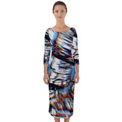 Rainbow Vortex Quarter Sleeve Midi Bodycon Dress