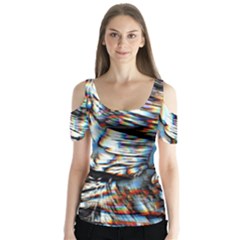 Rainbow Vortex Butterfly Sleeve Cutout Tee 