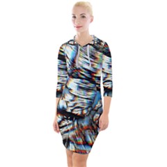 Rainbow Vortex Quarter Sleeve Hood Bodycon Dress