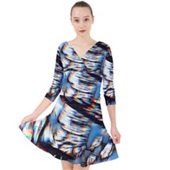 Rainbow Vortex Quarter Sleeve Front Wrap Dress