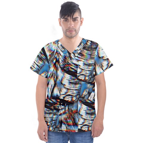 Rainbow Vortex Men s V-neck Scrub Top by MRNStudios