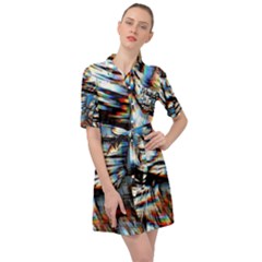 Rainbow Vortex Belted Shirt Dress by MRNStudios