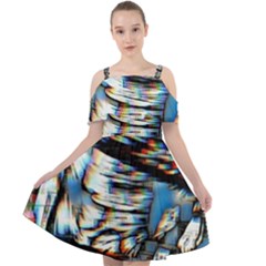 Rainbow Vortex Cut Out Shoulders Chiffon Dress