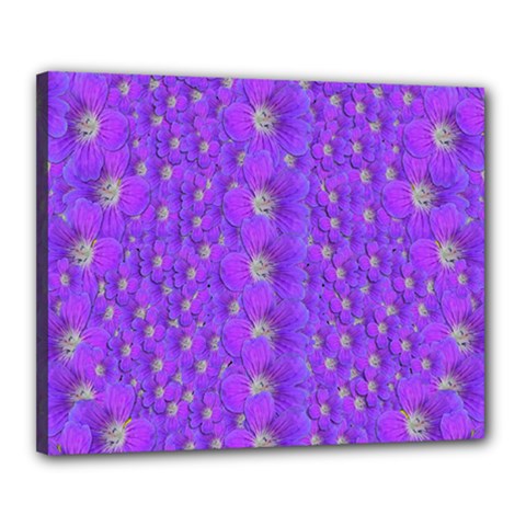 Paradise Flowers In A Peaceful Environment Of Floral Freedom Canvas 20  X 16  (stretched) by pepitasart