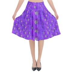 Paradise Flowers In A Peaceful Environment Of Floral Freedom Flared Midi Skirt by pepitasart