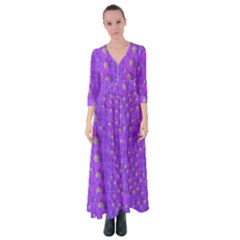 Paradise Flowers In A Peaceful Environment Of Floral Freedom Button Up Maxi Dress by pepitasart