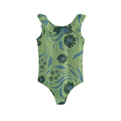 Folk Flowers Art Pattern Kids  Frill Swimsuit by Eskimos