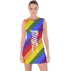 Lgbt Pride Motif Flag Pattern 1 Lace Up Front Bodycon Dress