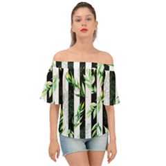 Minimal Stripes Pattern Off Shoulder Short Sleeve Top by designsbymallika