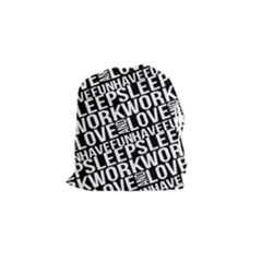 Sleep Work Love And Have Fun Typographic Pattern Drawstring Pouch (small) by dflcprintsclothing