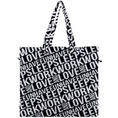 Sleep Work Love And Have Fun Typographic Pattern Canvas Travel Bag by dflcprintsclothing