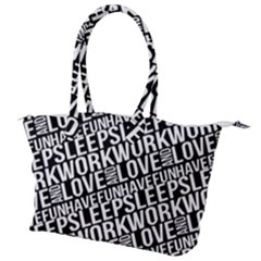 Sleep Work Love And Have Fun Typographic Pattern Canvas Shoulder Bag by dflcprintsclothing