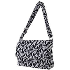 Sleep Work Love And Have Fun Typographic Pattern Full Print Messenger Bag (l) by dflcprintsclothing