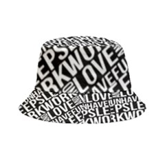 Sleep Work Love And Have Fun Typographic Pattern Inside Out Bucket Hat by dflcprintsclothing