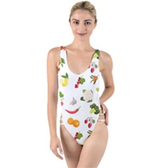 Fruits, Vegetables And Berries High Leg Strappy Swimsuit